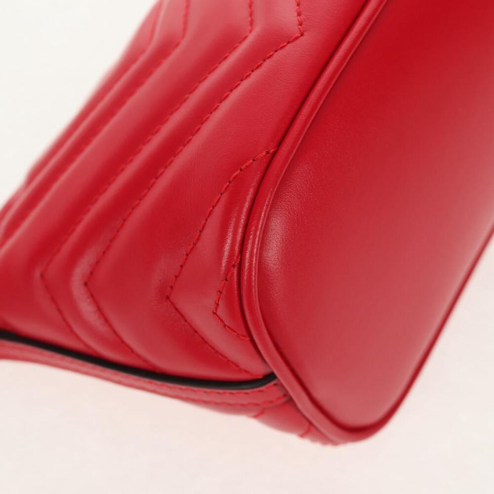 GUCCI GG Marmont Accessory Pouch Leather Red Gold 739166 Auth ka600V - Picture 15 of 16